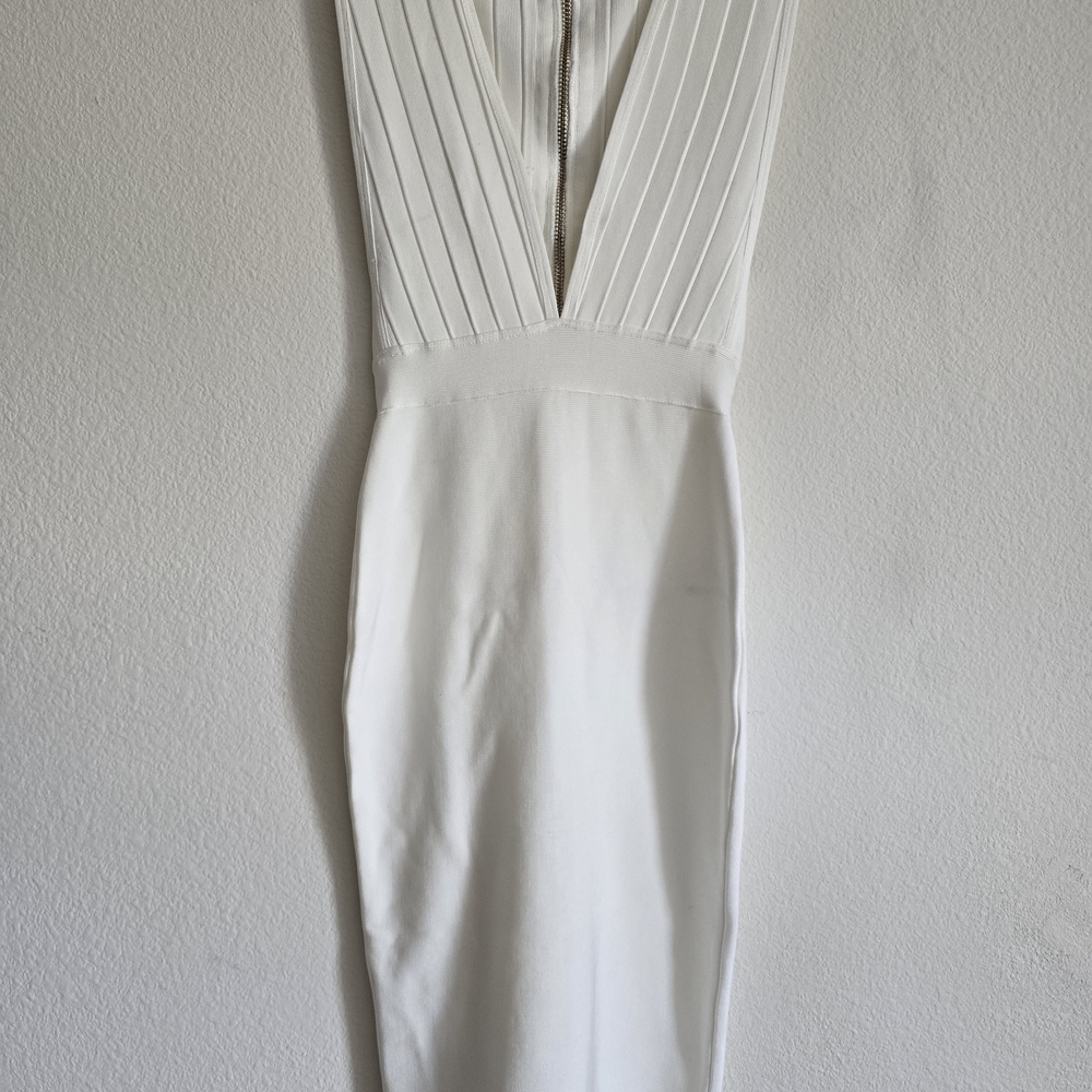 House of CB White Plunge Sheath Dress
